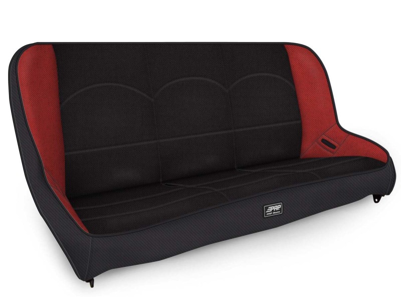 Jeep Wrangler JLU Low Back Rear Bench - PRP Seats - Classic Series - Black/Red - `18-`27